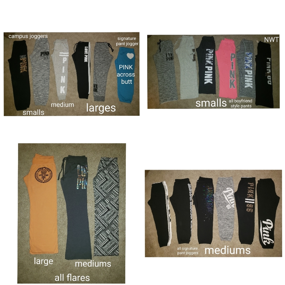 Victoria's Secret PINK bottoms, campus joggers, boyfriend pants, flare pants